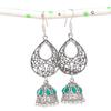 Natural Indian Look Jhumki Gemstone Silver Tribal Bali Earring 2.76" E9A32