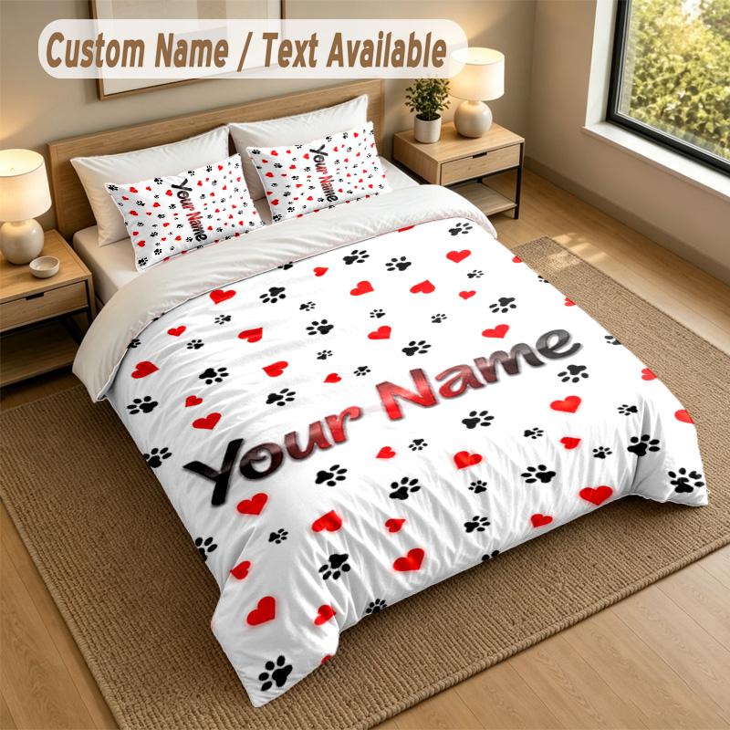 Dog Theme Personalized 3Pcs Bedding Set Custom Text & Name 1 Sheet 2 Pillowcases Household Bedding 1pc