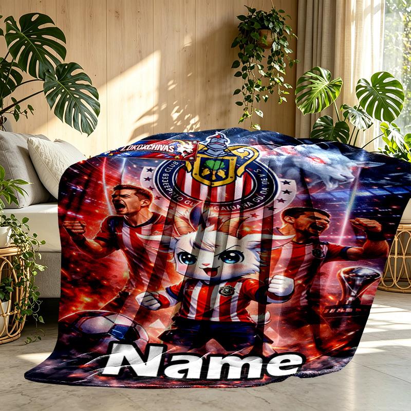 Custom Name Personalized Club Deportivo Guadalajara Print Blanket, Home Decor, Bedroom, Sofa, Camping, Couch, Gifts for Birthday ChristmasEnthusiasts