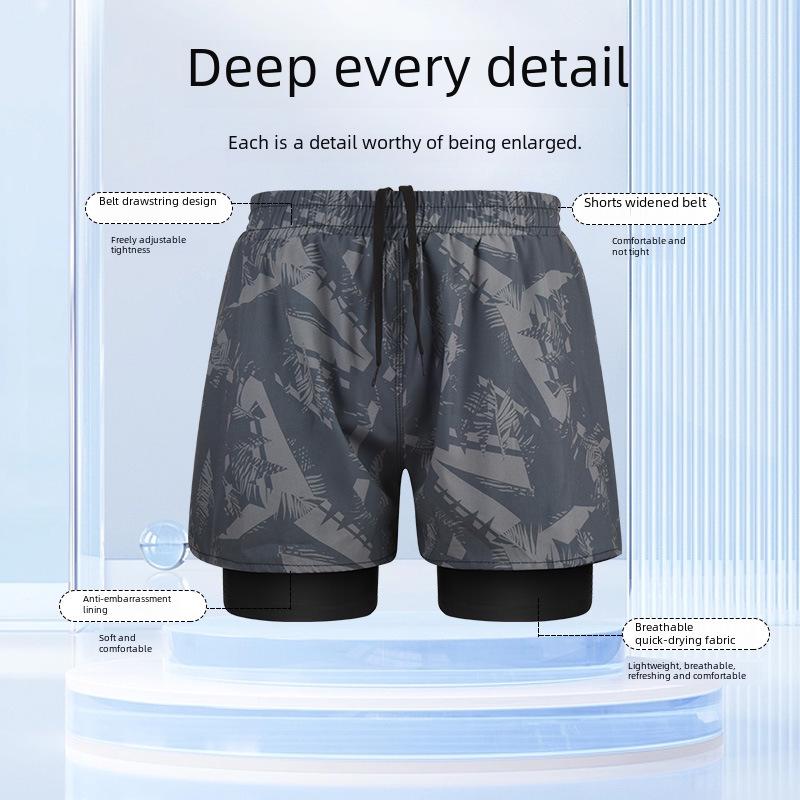 Men's Quick-Dry Anti-Embarrassment Double-Layer Swim Trunks - Large-Size Professional Boxer Swimsuit for Hot Springs