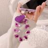 Cute Crystal Love Heart Hanging Ring for Mobile Phone Lanyard Strap Anti-Lost Bracelet for Phone Keychain Phone Chain