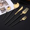 30Pcs Cutlery Set Black Gold Tableware Stainless Steel Dinnerware Dinner Tea Spoon Fork Knife Western Silverware Flatware Set