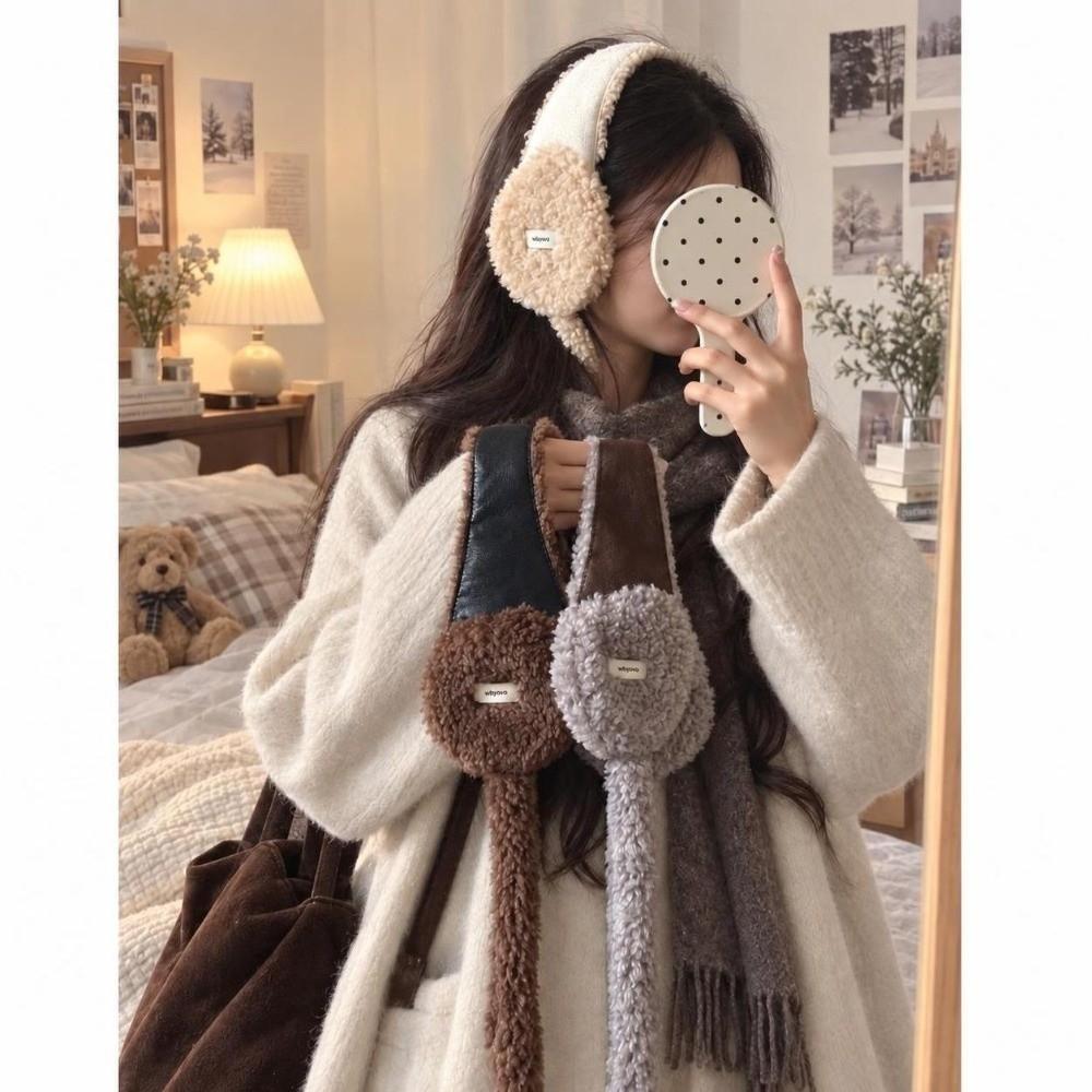 Ear Protection Faux Lamb Fur Earmuffs Soft Tie Strap Earflap Ear Covers For Women