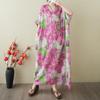 Короткий рукав Плюс размер Хлопок винтажный цветочный новый в платьях для женщин повседневный свободный Макси длинное летнее платье