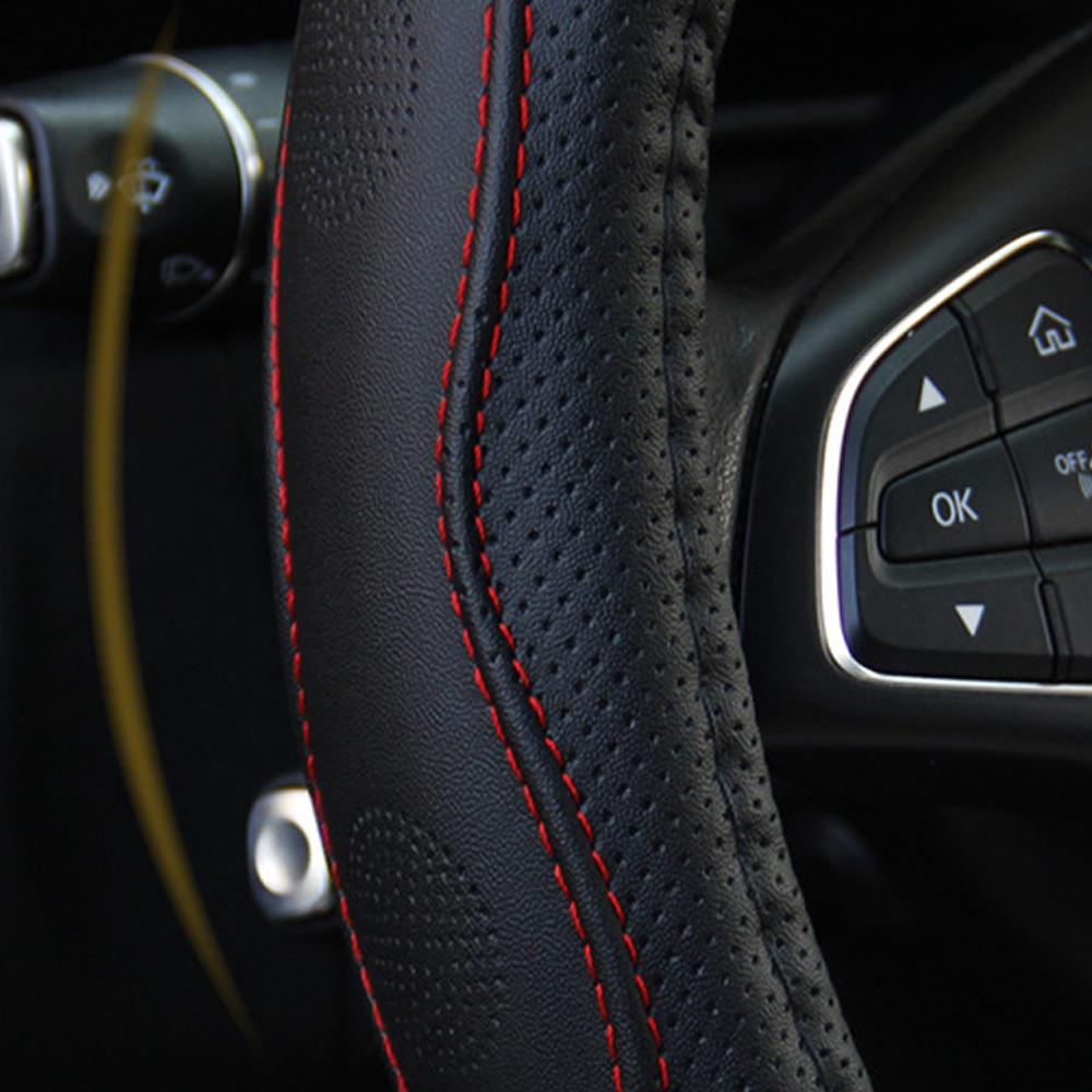 PU Leather Car-styling Steering Wheel Cover Good Grip Car Accessories 15" 37-38CM Anti Slip Breathable Universal Auto Accessorie