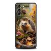 Осенний милый дизайн с ежиком Чехол для телефона для Samsung Galaxy S26 Ultra S25 Plus S24 FE S23 S22 5G S21 S20 Черный Мягкий