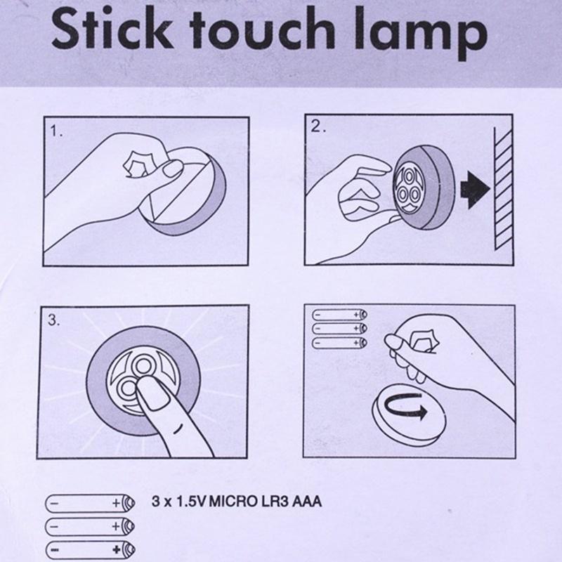 Светодиодный сенсорный светильник с питанием от батареи, нажмите кнопку Home Stick On Lamp, ночные огни