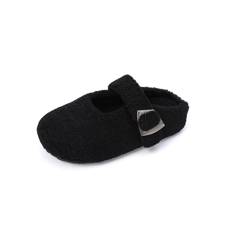 Меховые тапочки для женщин, теплая женская обувь Baotou Solid, новая осенне-зимняя верхняя одежда, повседневные мюли, полутапочки, хлопковая обувь