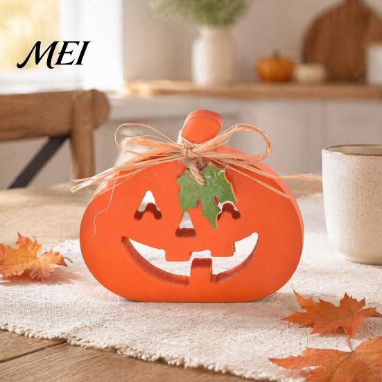 Fall Tiered Tray Decor Halloween Indoor Wooden Pumpkin Table Sign, Spooky Tabletop Block Entryway Display Items Centerpiece for Office Home
