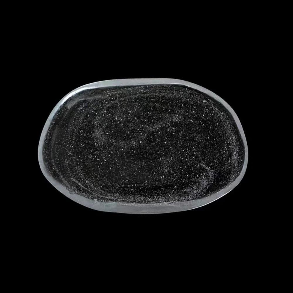 Exquisite Glass Dessert Dish Oval Shape Spit Bone Plate Simple Cold Dishes Restaurant