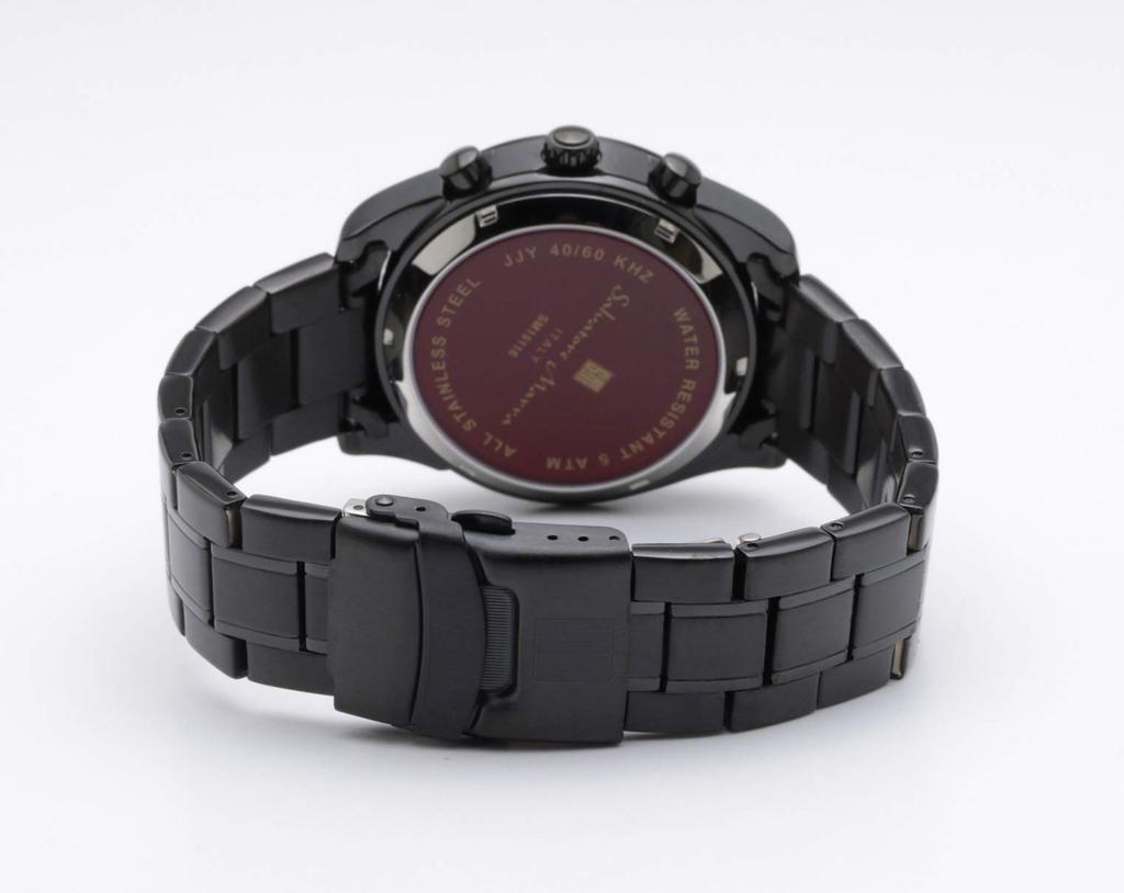 Salvatore Marra Chronograph Business with Watch BKBK Men's Solar-Powered Radio-Controlled Wristwatch, Waterproof, Analog, Black, Cloth,