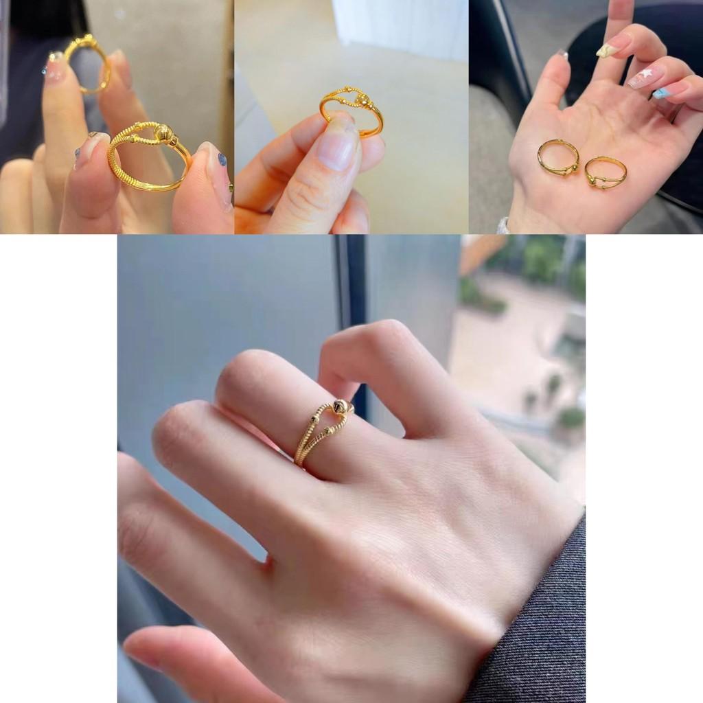 Unique Twisted Copper Gold Plated Adjustable Ring For Women Modern Style