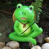 Cartoon Mini Frog Sculpture Green Planter Frog Statue Fishing Frog Figurine  Outdoor Courtyard Pond