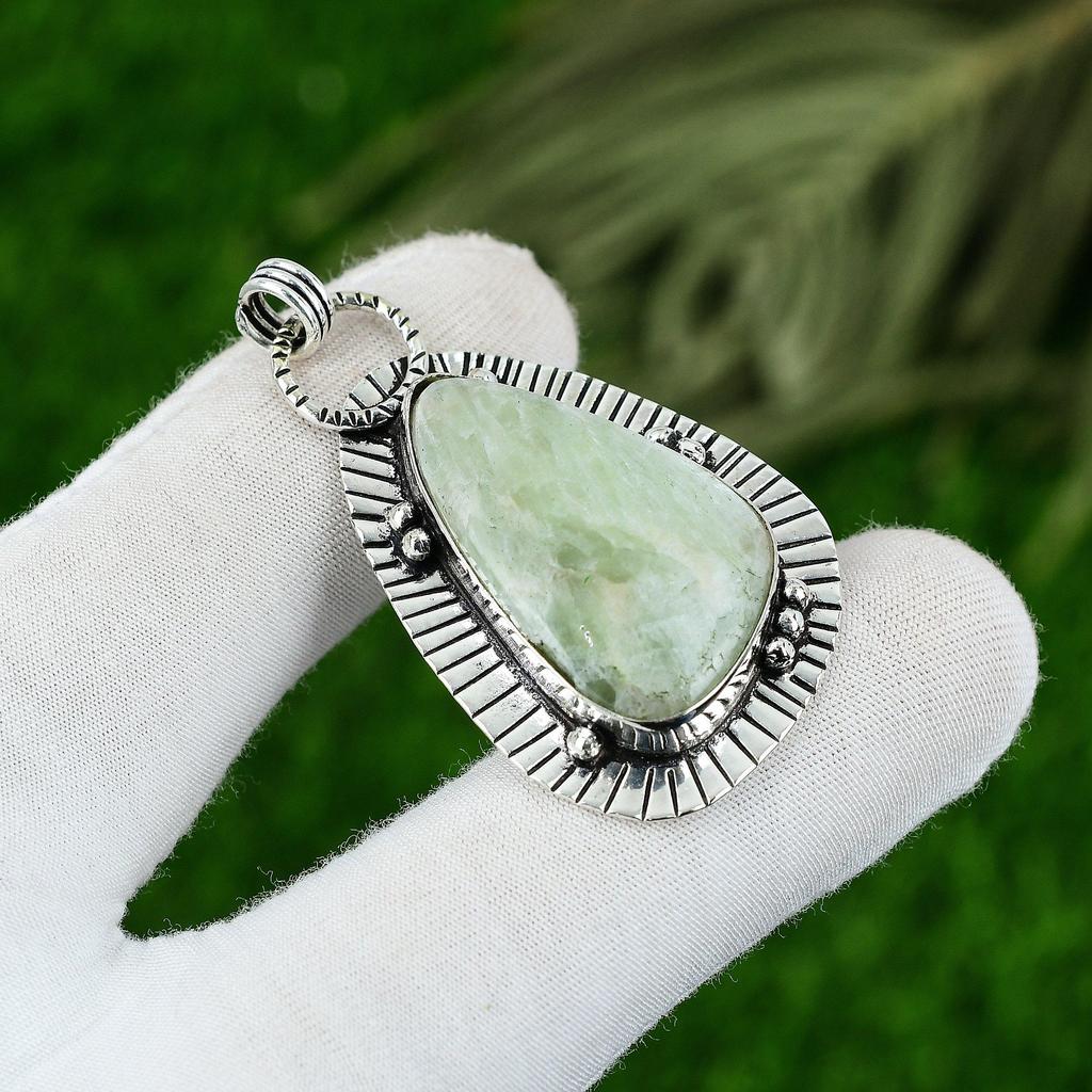 925 Silver Trillion Aquateen Stone Anniversary Wife Wedding Artisan New Pendant