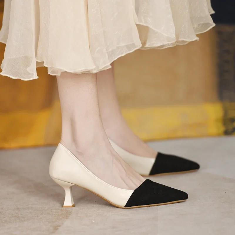 Модная женская обувь 2024 года, брендовые женские туфли без застежек на высоком каблуке, модные цветные туфли для офиса и карьеры, сексуальные туфли с острым носком на каблуках для женщин Zapatos