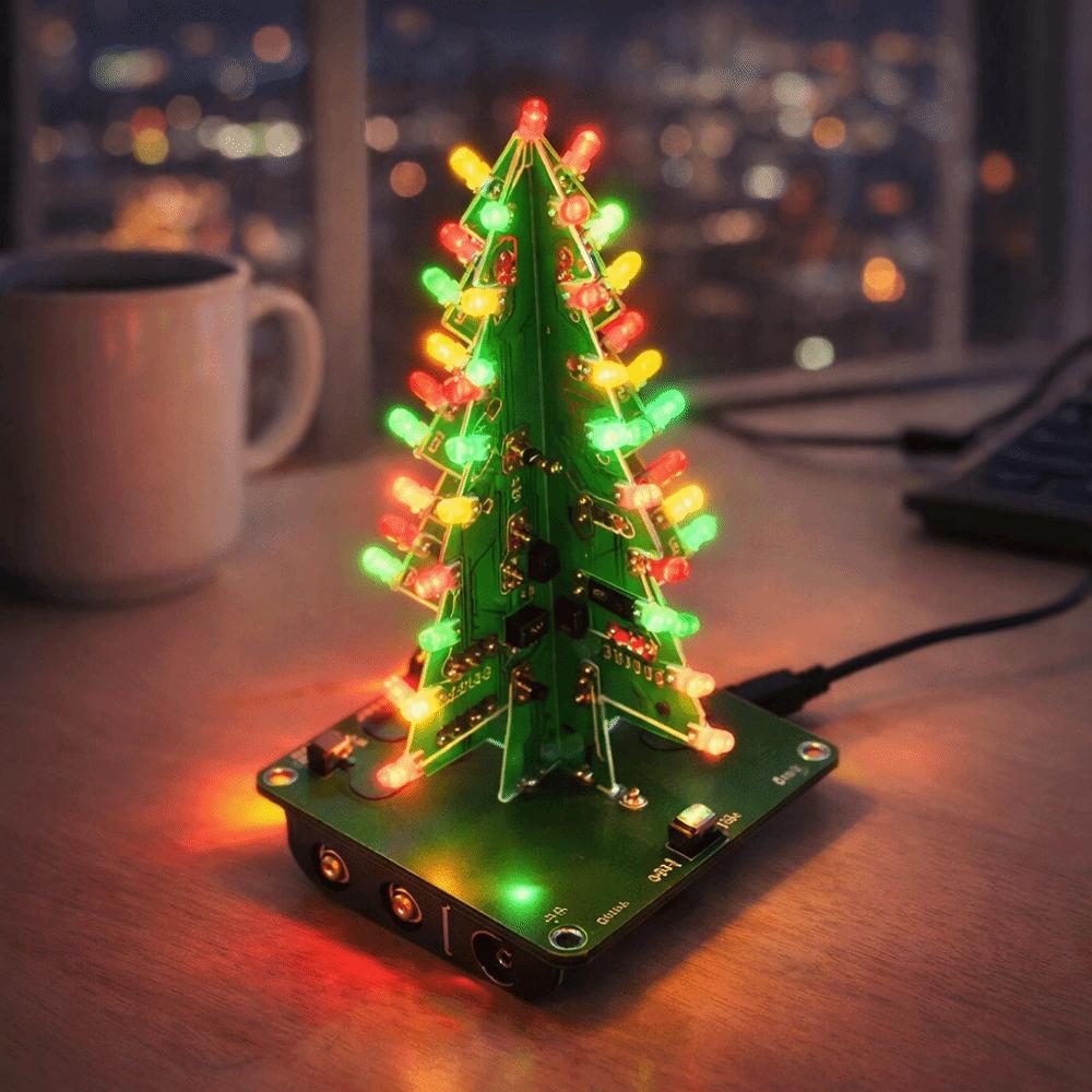 Red Green Yellow LED 3D LED Christmas Tree Kit Christmas Tree Flashing LED PCB DIY Projects