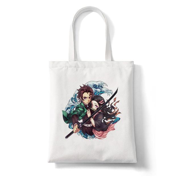 Demon Slayer Japan Anime Kimetsu No Yaiba Kamado Tanjirou Handbags Shoulder Bag Shopping Handbag High Capacity Women Canvas Bag
