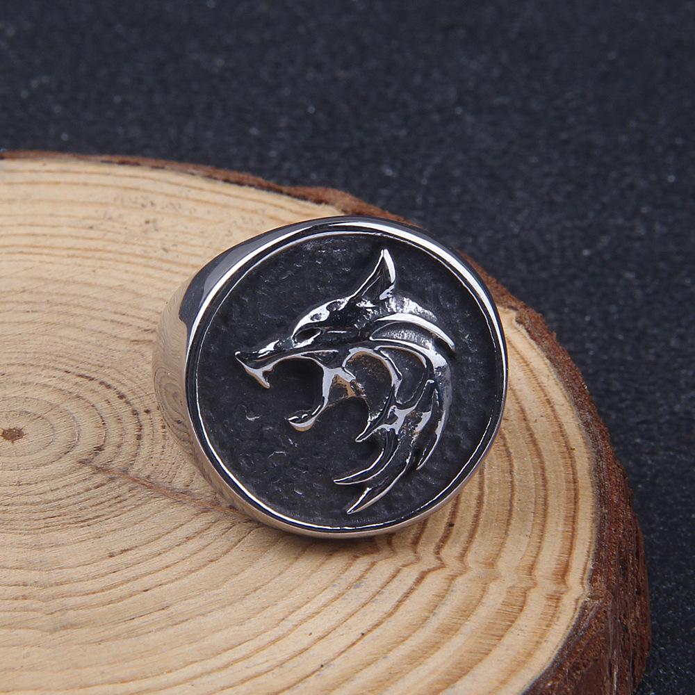 Dual Norse Wolf Ring Stainless Steel Viking Fenrir Ring Wizard Warrior Hunter Wolf Head Rings Gift for Men