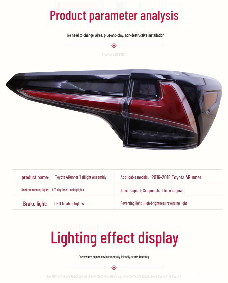 Toyota Fortuner 2019 LED Taillight Assembly with Sequential Turn Signal and Daytime Running Light