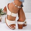 Women's Chunky Heel Sandals Solid Color Open-toe High Heels ,Women's Chunky Heel Sandals, Casual Open-toe Summer Shoes