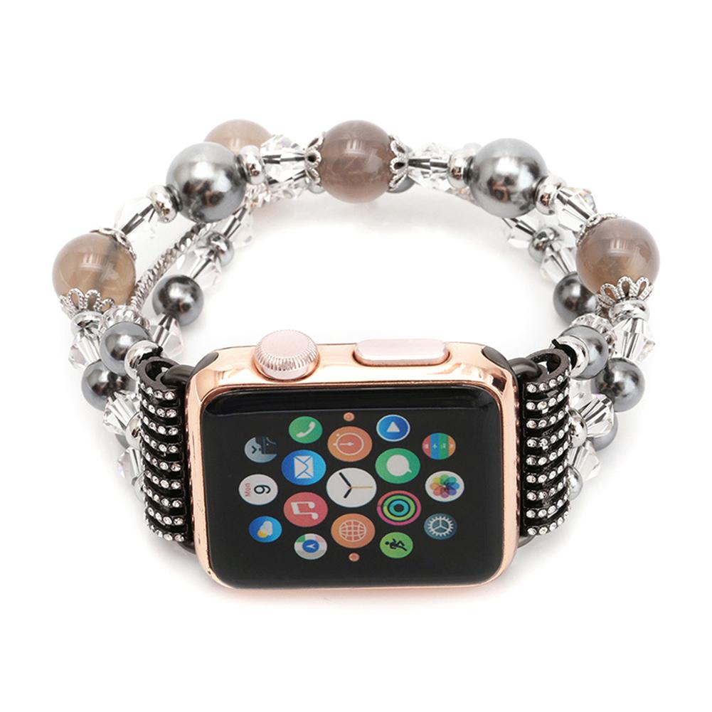 Fashion Faux Agate Beads Bracelet for Apple iWatch Series 1 2 42/38mm Women's Watch Band Strap