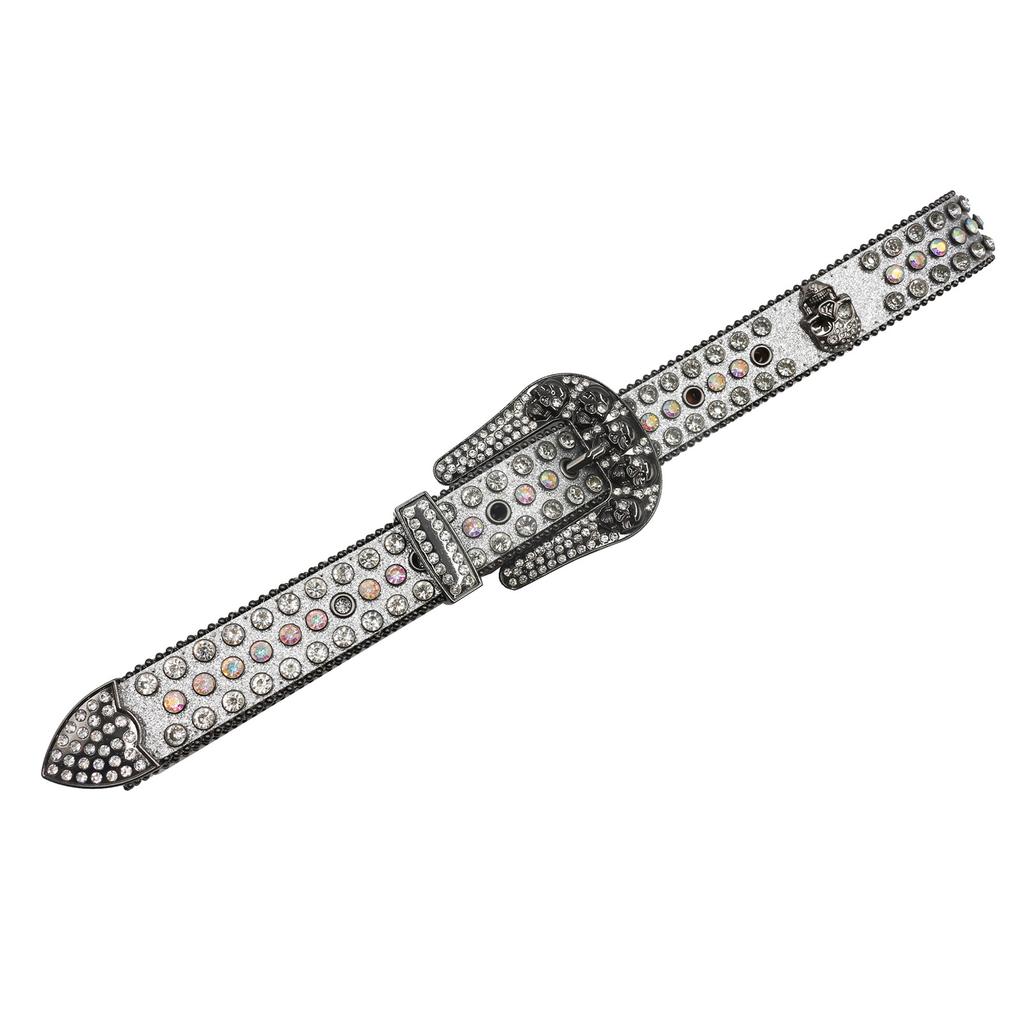 Пряжка-череп Водяной бриллиант Европейский и американский Мужской Хип-хоп Панк Ремень Персонализированный Модный Универсальный Ремень Женский Полный бриллиантовый ремень