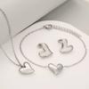 Luxury 18K PVD Gold Plated Waterproof Stainless Steel Heart Jewelry Set Elegant Fashion Necklace Bracelet Earrings Kit for Gifts