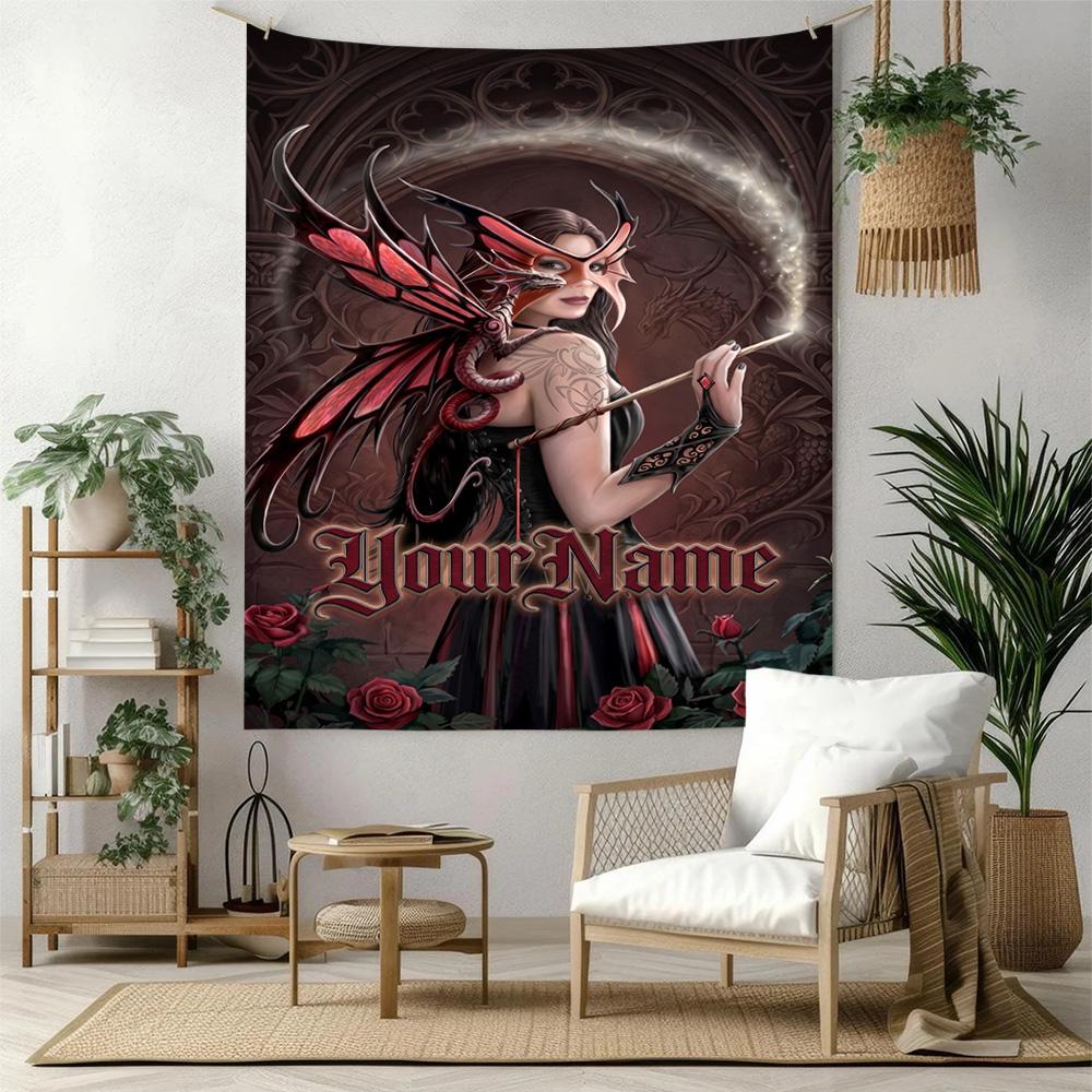 Gothic Illustrations Custom Your Name Wall Decor Tapestry Art For Pet Memorial Birthdaywedding Party Backdrop Family Gift