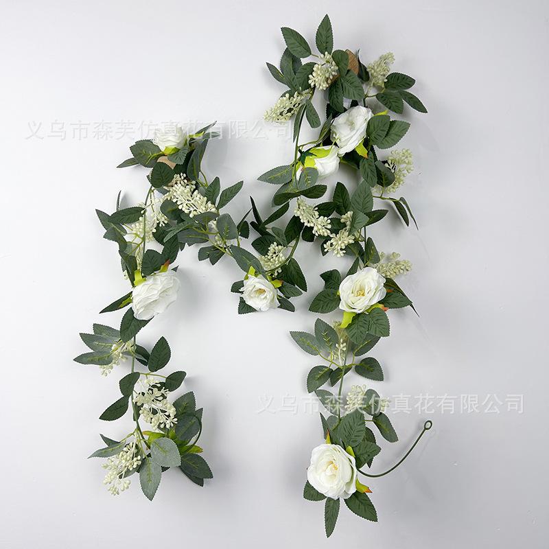 Искусственная цветочная лоза Лоза из зеленых растений Пластиковый шелковый цветок Украшение для труб кондиционера Настенная лоза