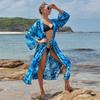 2024 Bohemian Women Summer Beach Dress Swim Wear Cover Up Cotton Tunic Sexy Open Front Beach Cover Up Q1169