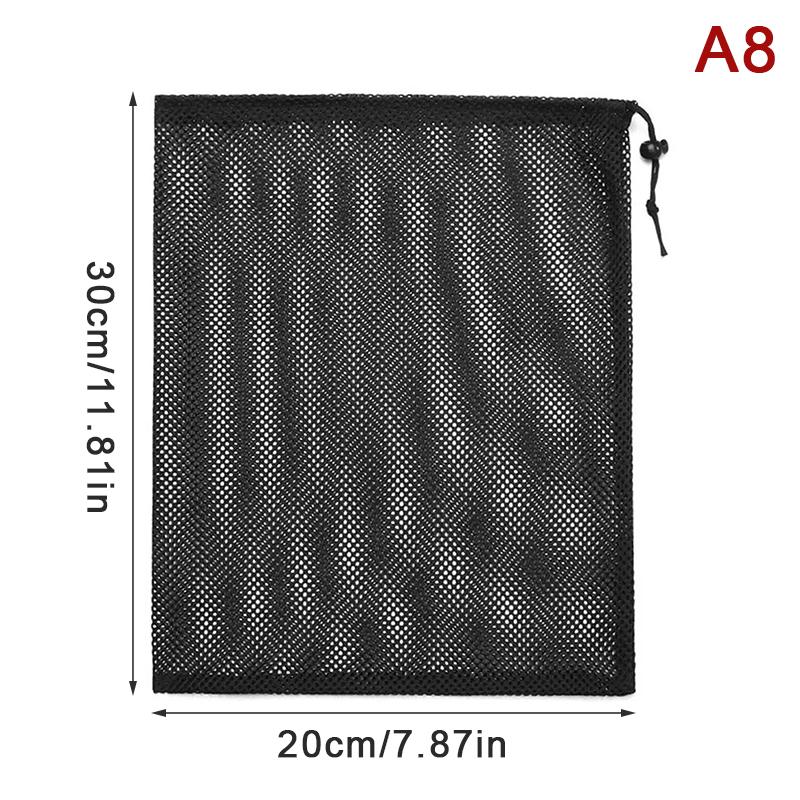 Черно-белая прочная сетчатая сумка на шнурке для хранения, многоцелевой мешок для дома, путешествий, активного отдыха, белья, вещей