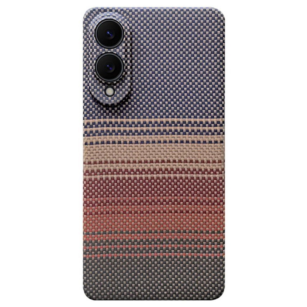 Для Samsung Galaxy S25 Edge Магнитный чехол Точные вырезы Градиентный чехол для телефона из арамидного волокна с металлическим ободком для объектива