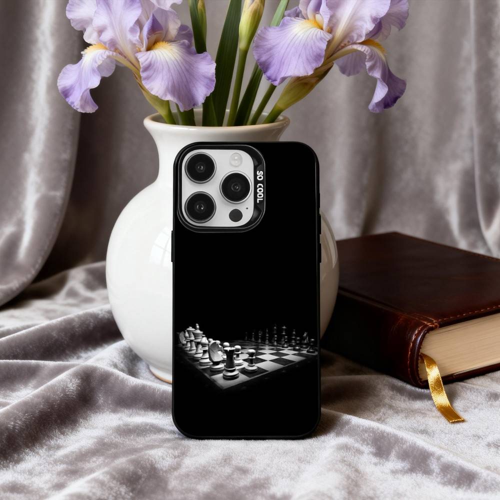 Крутой чехол для телефона C-Chess A-Art для iPhone17,16,15,14,13,12,11 Plus,Pro Max Черный Конфетный серебристый чехол для телефона