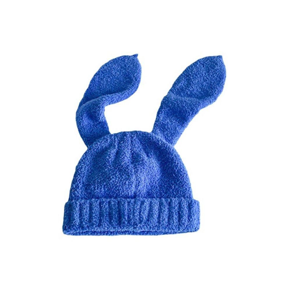 Y2K Rabbit Ear Hats Knitted Plush Skull Cap All-match Women Beanie Hat Ladies