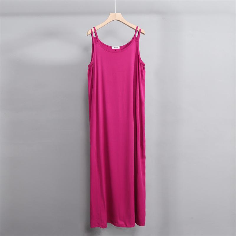 2025 New Sleeveless Cotton Rayon Slip Dress: Women's French Summer Beach Tank Maxi