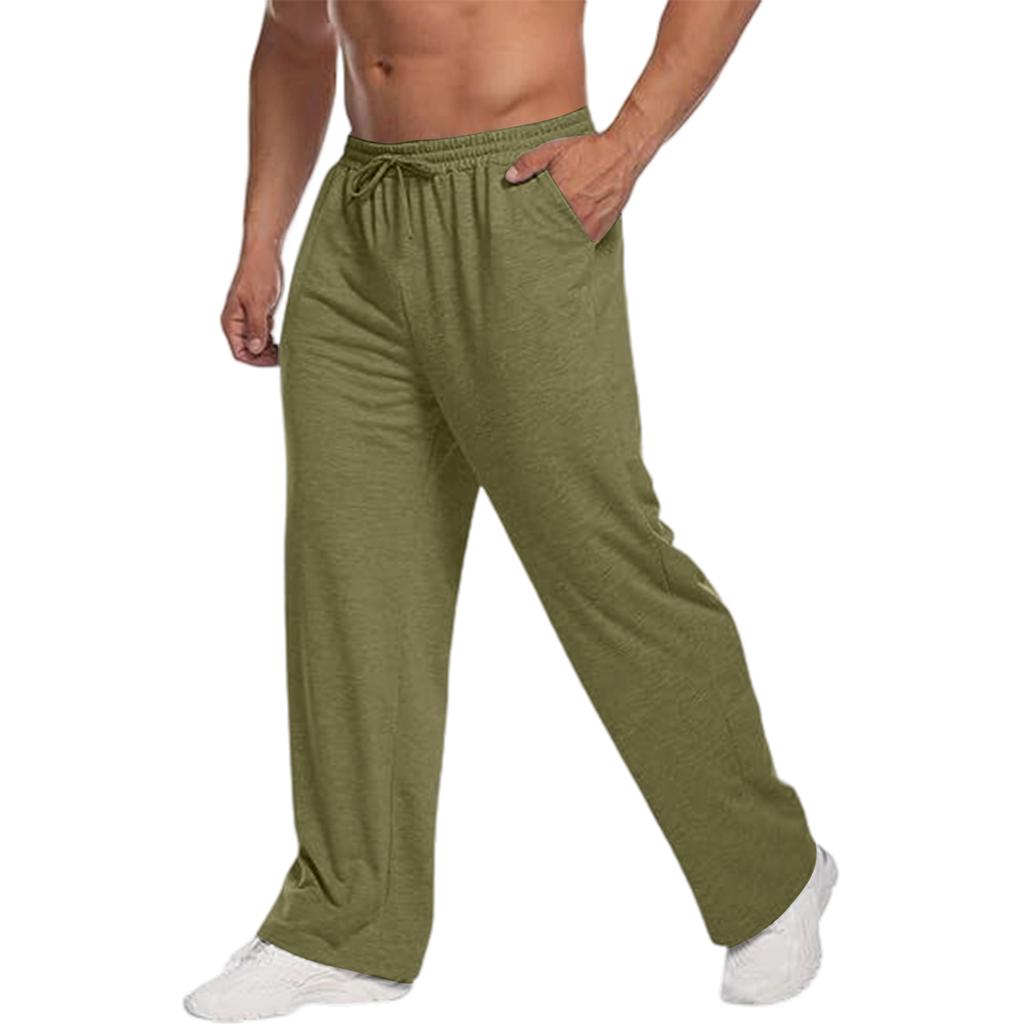 Men's Casual Loose Sports Loose Straight Leg Fitness Belt Pocket Sweatpants