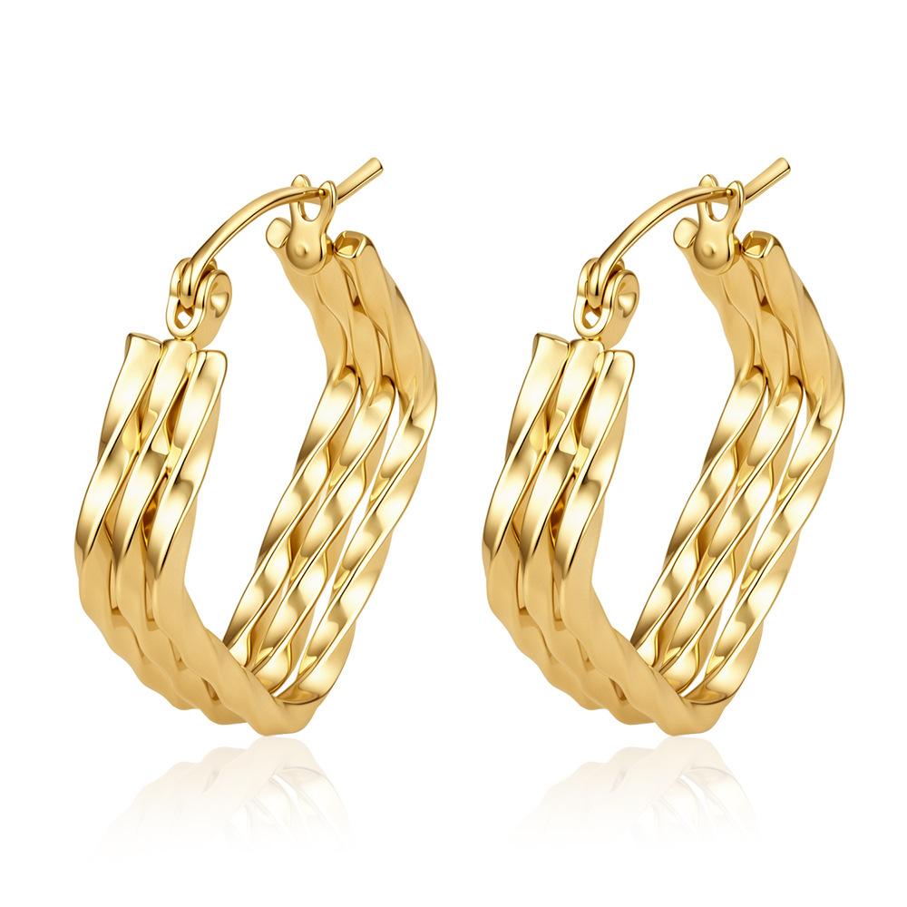Direct supply multi-layer stainless steel earrings women's trend light luxury versatile earrings plated 18k earrings fashion