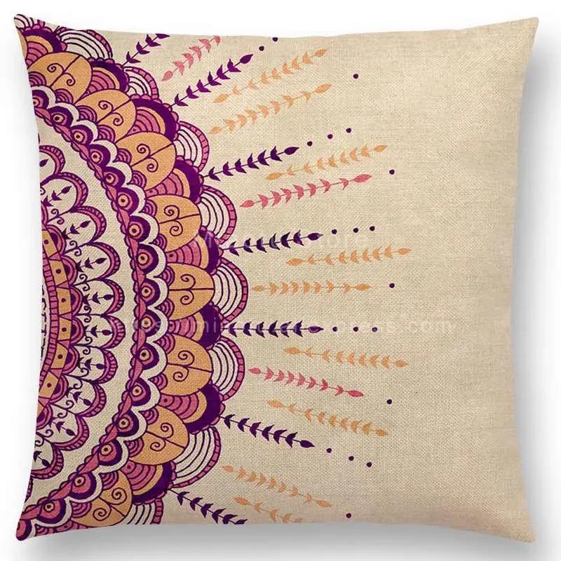 Красивый Лиственный Цветочный Узор Мандала Наволочка Кольца Роста Великолепные Цветочные Принты Наволочка для Диванной Подушки Домашний Декор Декоративная