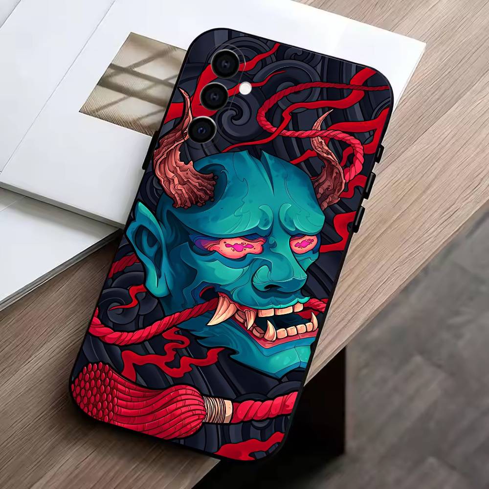 Hannya Mask Phone Case For Samsung Galaxy A73,A72,A71,A70,A53,A52,A51,Others Soft Black Cover