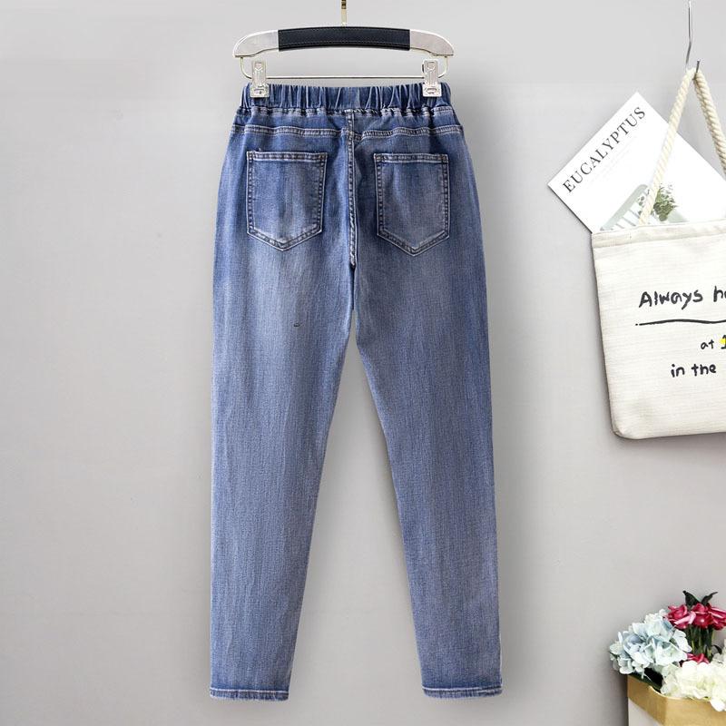 Plus Size Stretch Jeans Pants Pants Women's Elastic High Waist Harlan Turnip Pants Hidden Meat Pants Jeans with Carrots Comfort Waist Pants