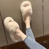 Cotton Slippers Autumn and Winter Women's Fashion Versatile Velvet Home Indoor Warm Couple Fluffy Cross with Cool Slippers Outside