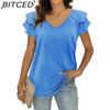 Повседневная футболка с V-образным вырезом Новая облегающая футболка с коротким рукавом Футболка с V-образным вырезом