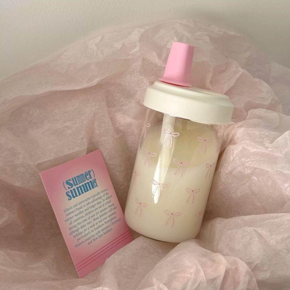 Бутылка для воды 500 мл, чашка с бантиком, с крышкой и соломинкой, милые пластиковые стаканчики, для бабл-ти, кофе