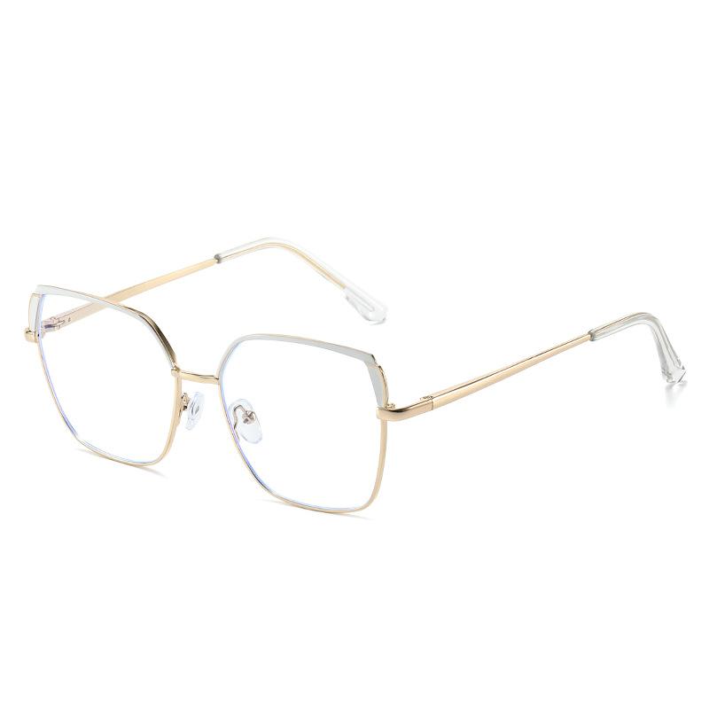 Trendy new glasses frame two-color flat glasses for women, metal anti-blue light, glasses frame can be equipped with myopia glasses