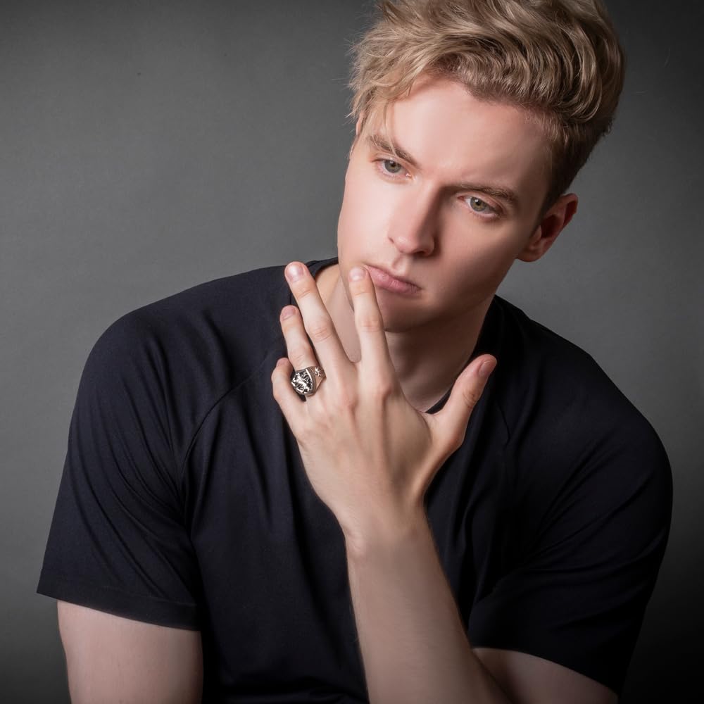 Artemis Kings Кольцо Серебро 925 пробы, один размер, Щит льва, AKR0065, Мужской аксессуар, Ювелирное изделие, Кольцо,