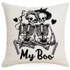 Halloween Couple Skull Print Pillowcase Home Sofa Cushion Pillowcase
