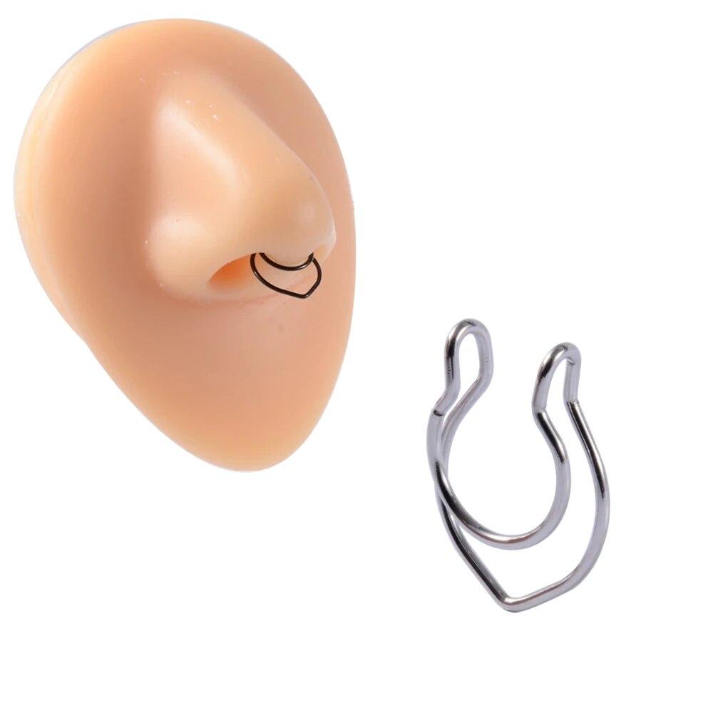 Серьги-клипсы из хирургической стали, 1 шт., серьги-клипсы для ушей, хрящевой раковины, манжеты, регулируемый размер, обруч для носа, непрокалывающее кольцо для губ, поддельные ювелирные изделия