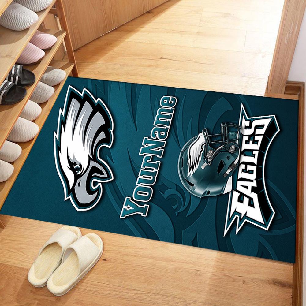 Philadelphia Eagles Personalized Text Floor Rug Office Rug Design For Playrooms Living Rooms Dining Room Outdoor Antislip Rug Anime Office Decor