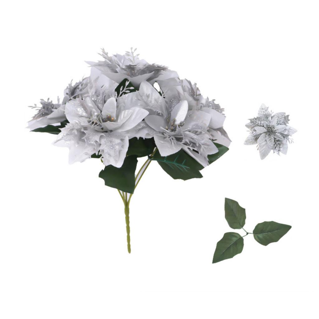 Рождественский искусственный букет пуансеттии Праздничное украшение в горшке с искусственными цветами Праздничный декор для дома в помещении Украшение для рождественской вечеринки