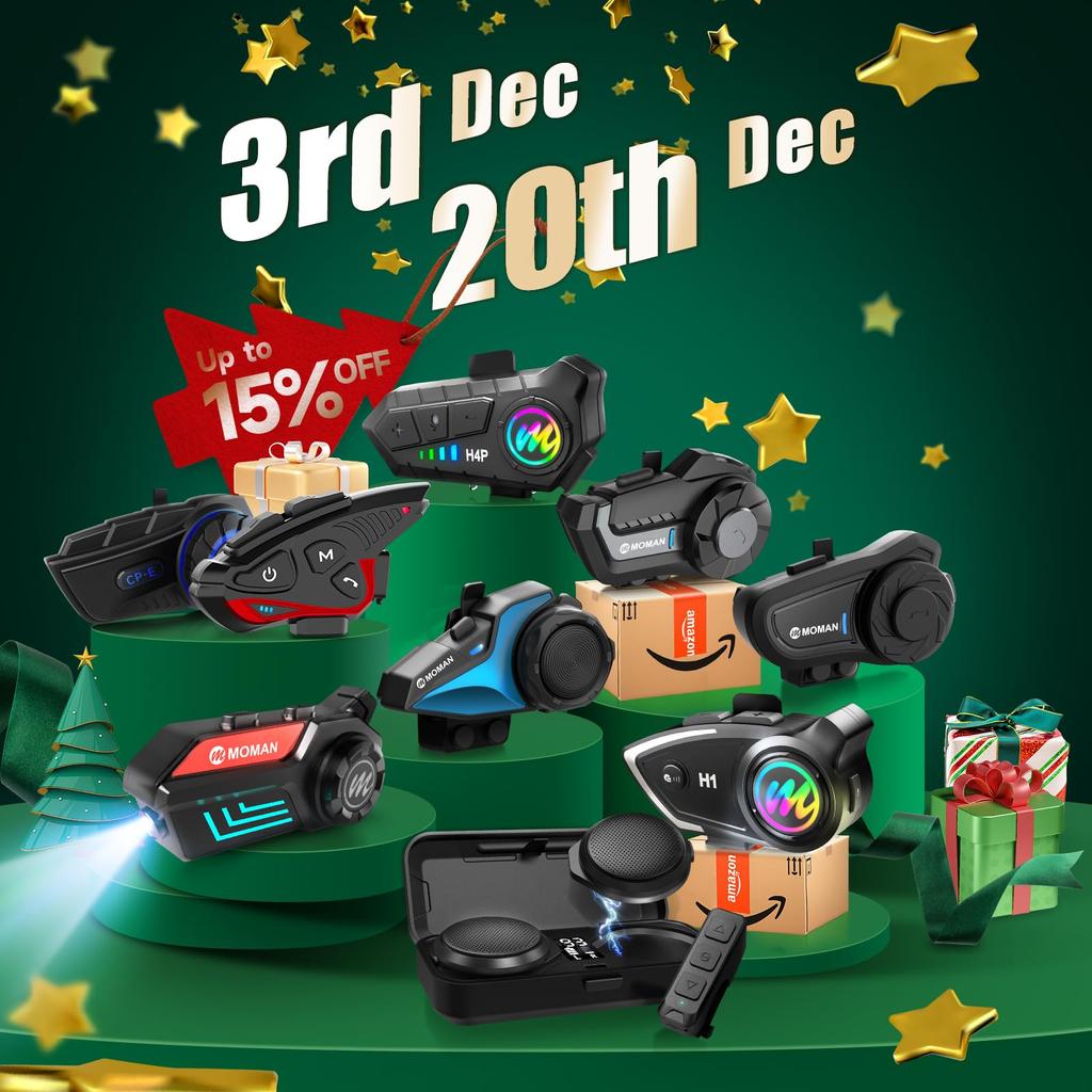 Motorcycle Moman H4 Plus Earphones for Motorcycle Intercom AI Voice Voice Activation Single Use 32 Hours Continuous Use Music Sharing IPX6 Water